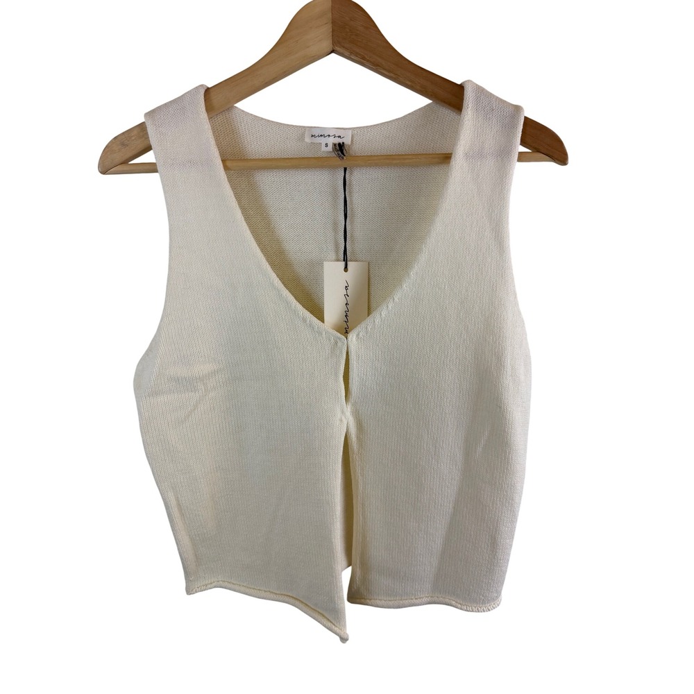 Mimosa Colby Top Tank Women S White V-Neck Knit Cropped